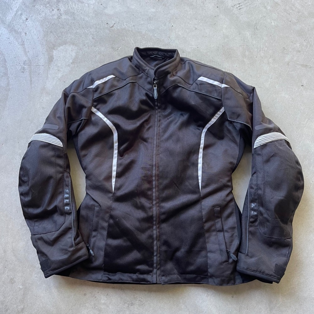 Sedici Womens Black Mesh Motorcycle Riding Jacket Reflective Accents Size WLG